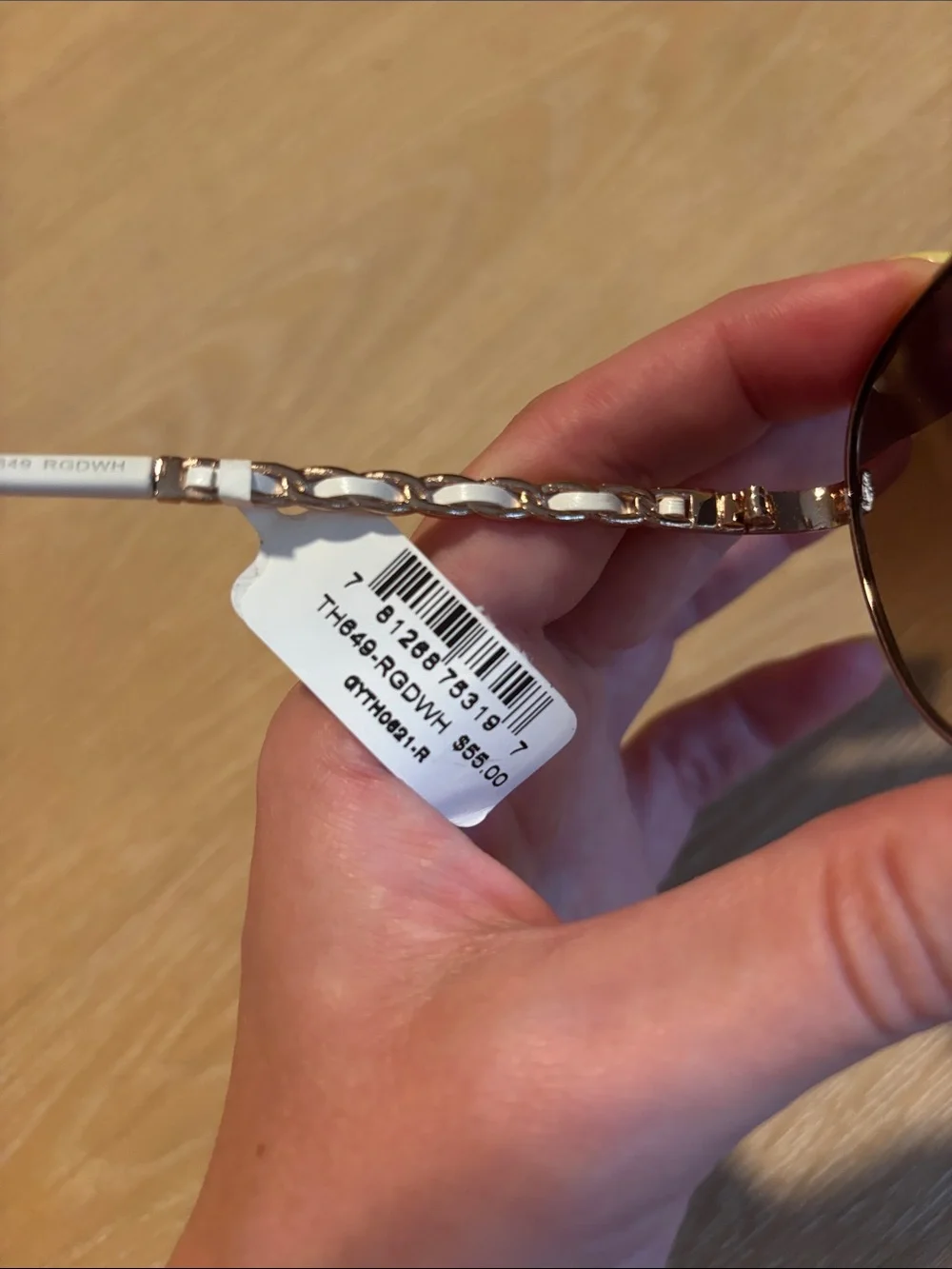 NWT TAHARI Gold with White Frame Aviator Women's Sunglasses